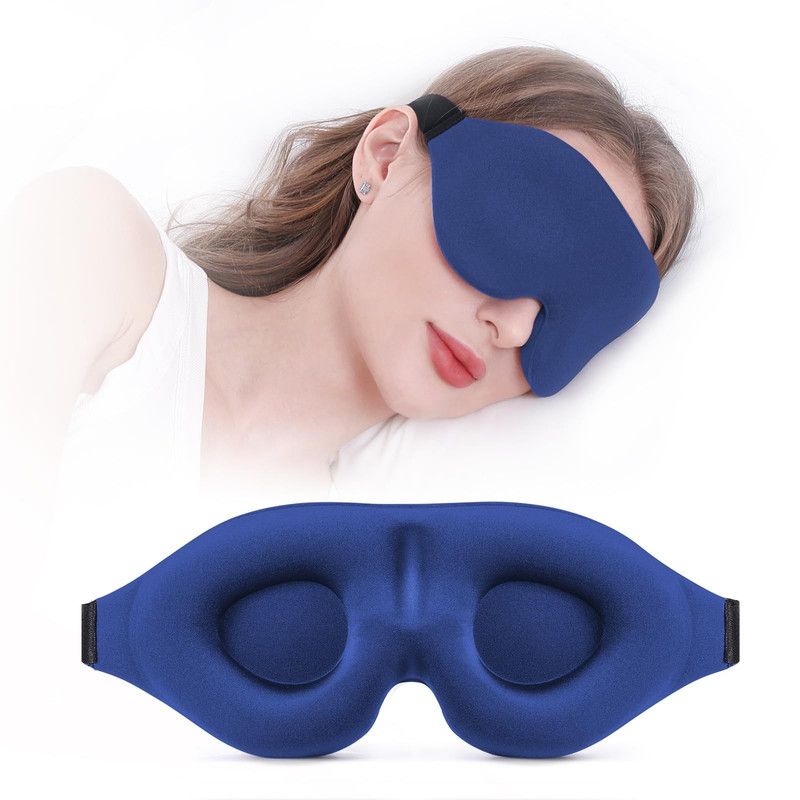 3D Deepened Sleep Eye Mask, Integrated Nose Wing, Full Light-Blocking, Breathable Eye Cover for Naps and Travel - Blue - Image 1