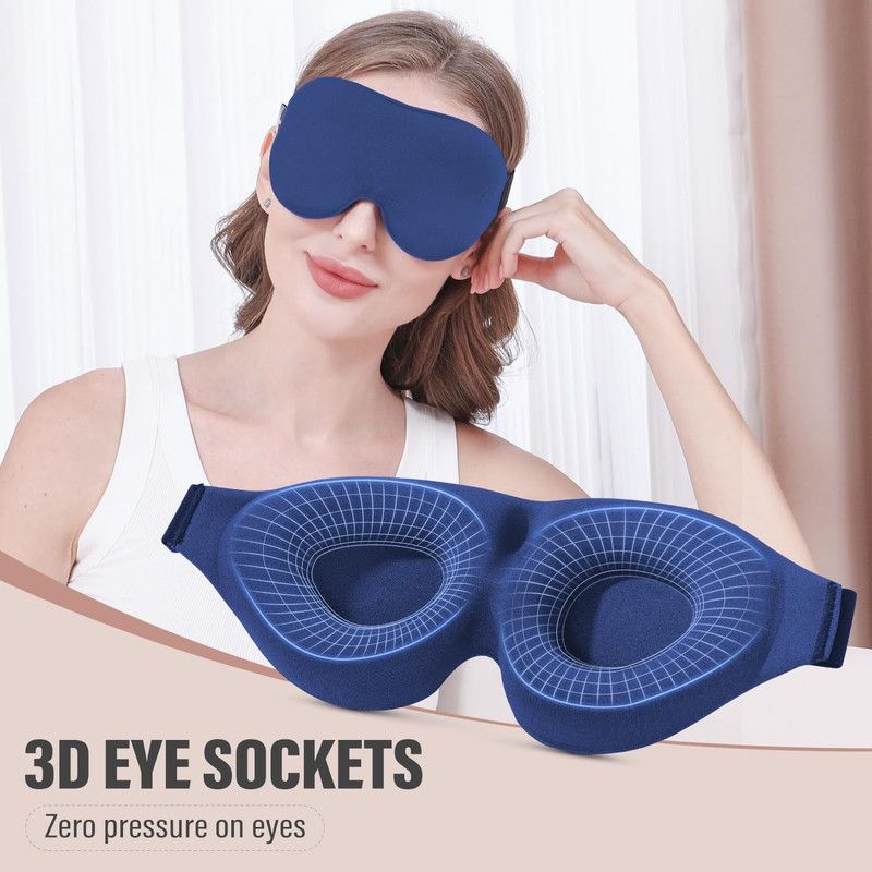 3D Deepened Sleep Eye Mask, Integrated Nose Wing, Full Light-Blocking, Breathable Eye Cover for Naps and Travel - Purple - Image 2