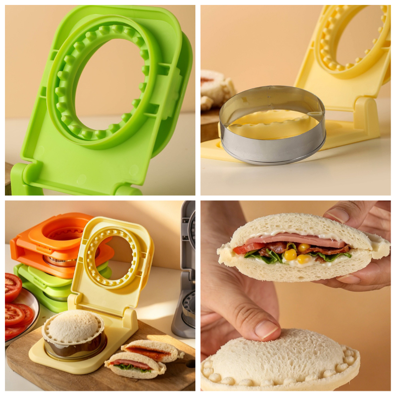 Spring-Assisted Pocket Sandwich Maker, 2-in-1 Stainless Steel Toast Cutter & Sealer for Breakfast—Green - Image 4