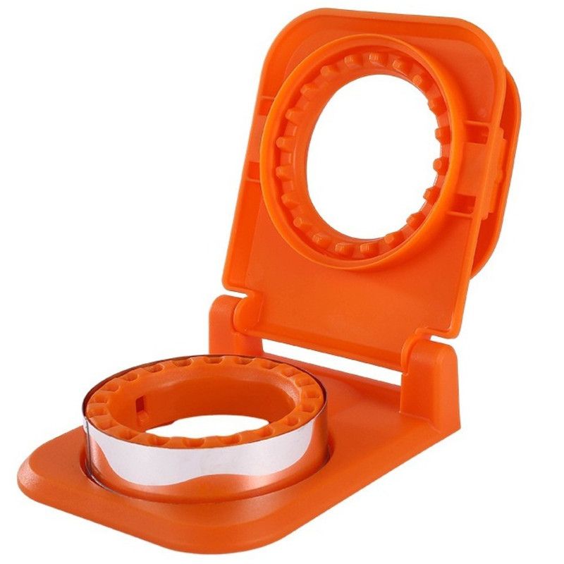Spring-Assisted Pocket Sandwich Maker, 2-in-1 Stainless Steel Toast Cutter & Sealer for Breakfast—Orange - Image 1