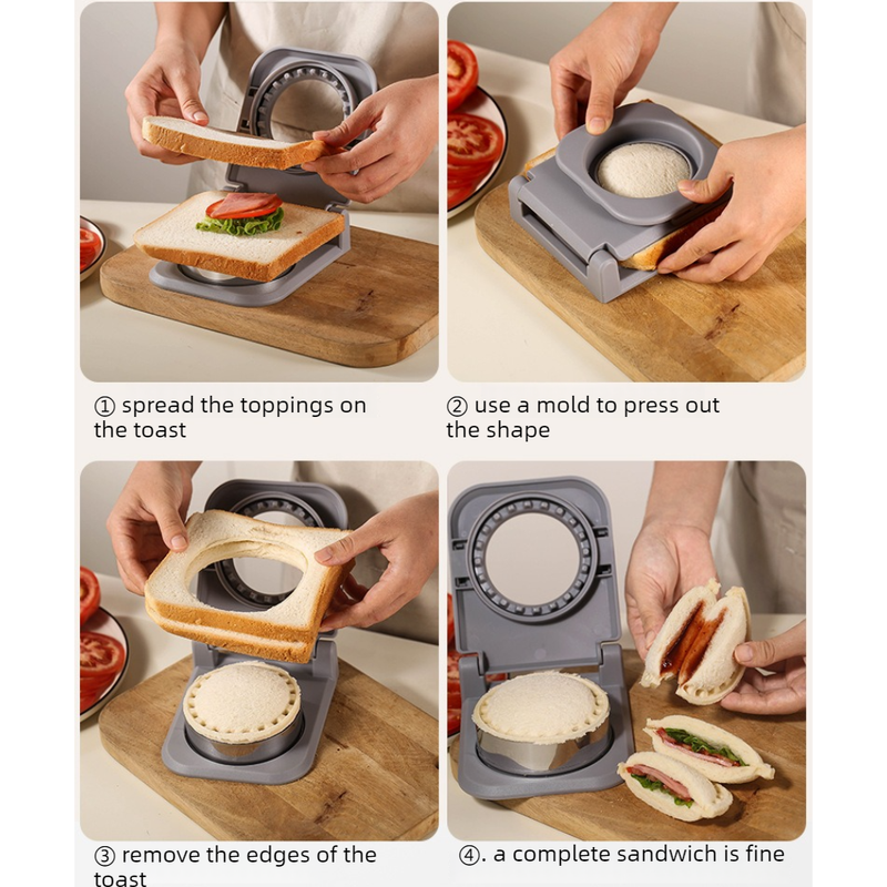 Spring-Assisted Pocket Sandwich Maker, 2-in-1 Stainless Steel Toast Cutter & Sealer for Breakfast—Orange - Image 2