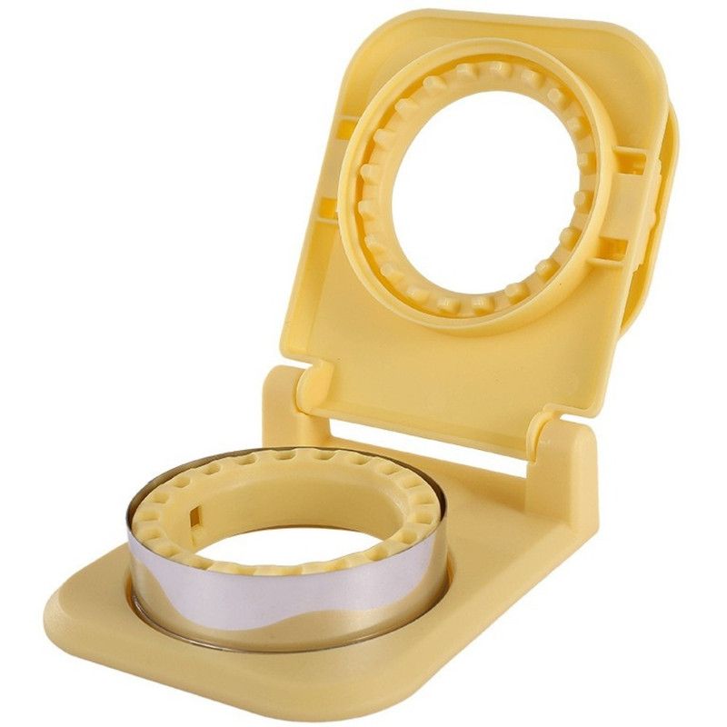 Spring-Assisted Pocket Sandwich Maker, 2-in-1 Stainless Steel Toast Cutter & Sealer for Breakfast—Yellow - Image 1