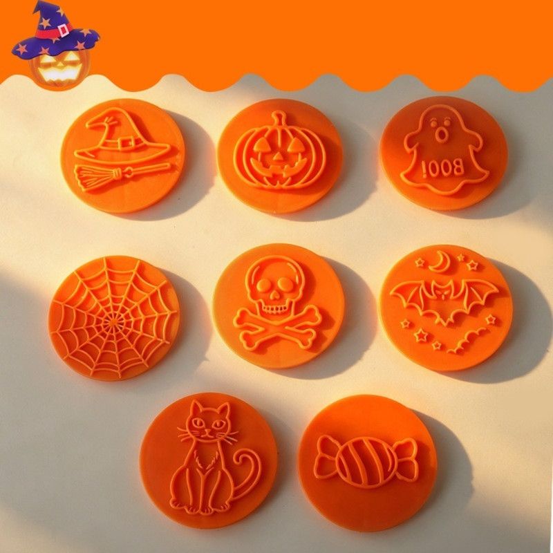 Halloween Magnetic Interchangeable Cookie Cutter Stamp, 8 Patterns 2-in-1 Cutting Embossing Baking Mold - Image 6