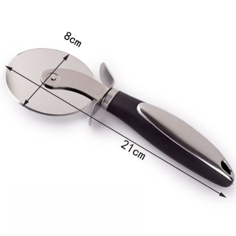 8cm Large Stainless Steel Pizza Cutter Wheel with Hand Guard, Anti-Slip Handle Baking Slicer - Image 1