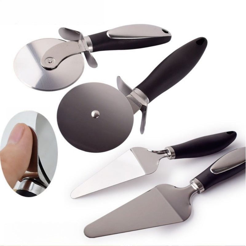 2Pcs Pizza Baking Tool Set, 8cm Stainless Steel Guard Pizza Cutter Wheel & Triangular Cheese Spatula - Image 3