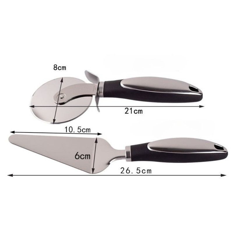 2Pcs Pizza Baking Tool Set, 8cm Stainless Steel Guard Pizza Cutter Wheel & Triangular Cheese Spatula - Image 6