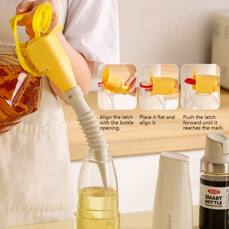 Bendable Silicone Long Oil Funnel, Clip-On Universal Oil Dispenser, Multi-Purpose Kitchen Transfer Funnel—Gray - Image 2