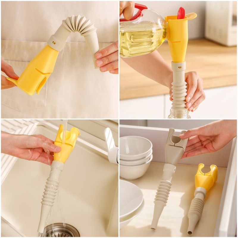 Bendable Silicone Long Oil Funnel, Clip-On Universal Oil Dispenser, Multi-Purpose Kitchen Transfer Funnel—Gray - Image 4