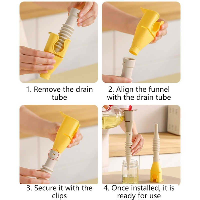 Bendable Silicone Long Oil Funnel, Clip-On Universal Oil Dispenser, Multi-Purpose Kitchen Transfer Funnel—Gray - Image 5