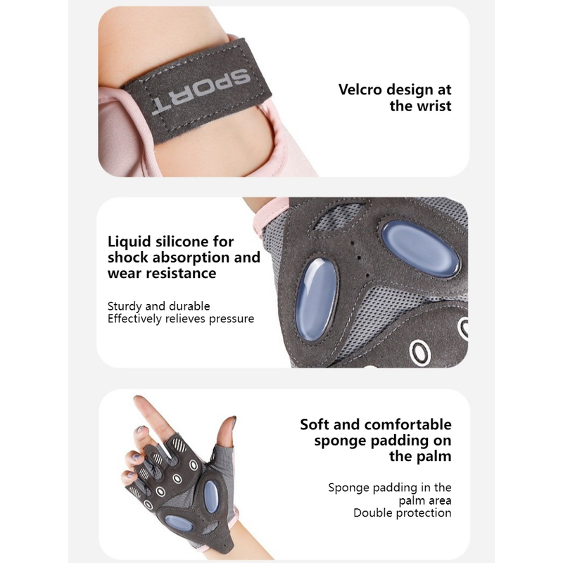 Black - Size S - Women's Ice Silk Half-Finger Fitness Gloves, Silicone Shock-Absorbing, Anti-Slip, Breathable Sports Gloves - Image 3