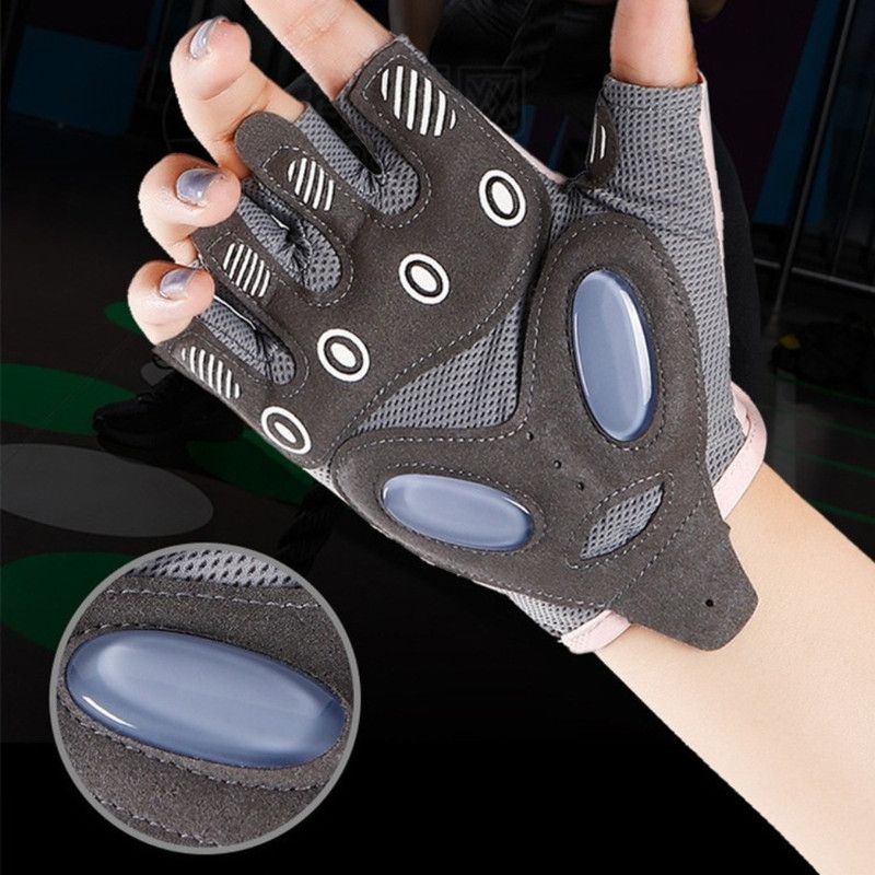 Black - Size S - Women's Ice Silk Half-Finger Fitness Gloves, Silicone Shock-Absorbing, Anti-Slip, Breathable Sports Gloves - Image 4