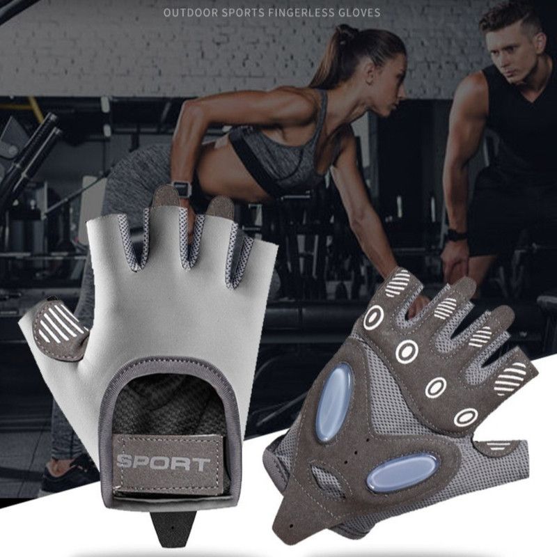 Gray - Size S - Women's Ice Silk Half-Finger Fitness Gloves, Silicone Shock-Absorbing, Anti-Slip, Breathable Sports Gloves - Image 5