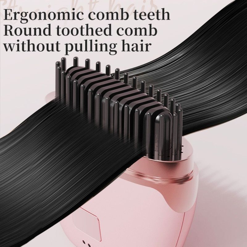 Mini Wireless Negative Ion Hair Straightener Brush, Rechargeable Portable Constant-Temperature Hair Styling Comb for Travel—Black - Image 3