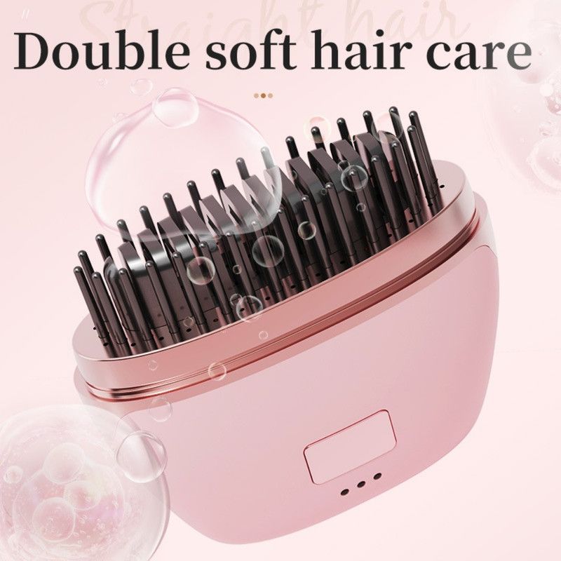Mini Wireless Negative Ion Hair Straightener Brush, Rechargeable Portable Constant-Temperature Hair Styling Comb for Travel—Black - Image 5