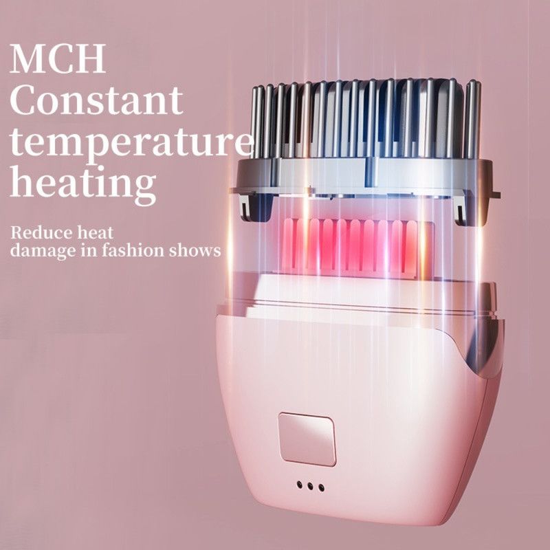 Mini Wireless Negative Ion Hair Straightener Brush, Rechargeable Portable Constant-Temperature Hair Styling Comb for Travel—Black - Image 6