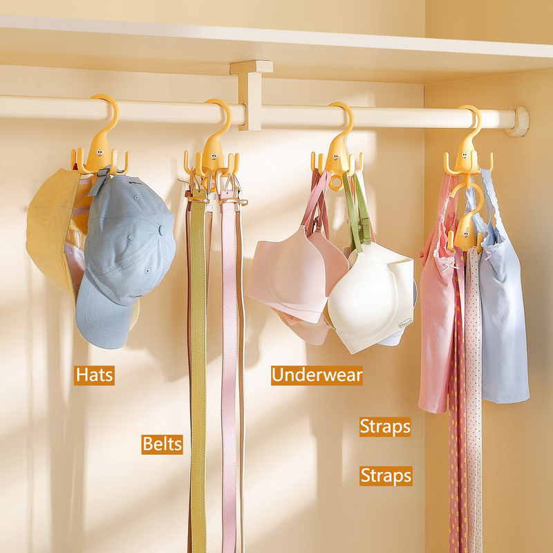 3-Pack - Cute Cartoon 5-Claw Rotating Hook, Multi-Purpose Closet Organizer Hanger for Hats, Bags, Belts, and Lingerie - Green - Image 3