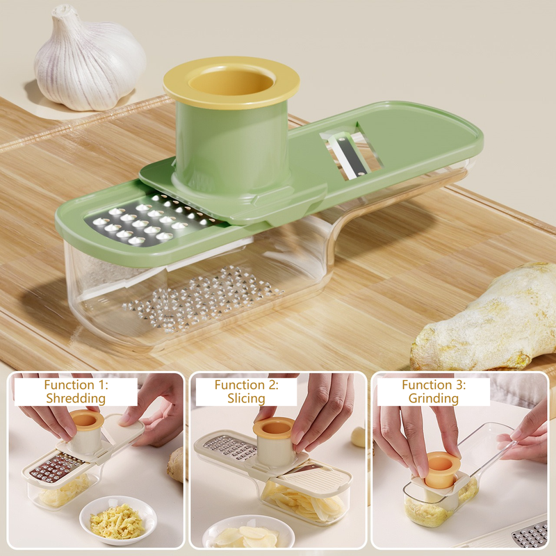 3-in-1 Multi-Functional Stainless Steel Slicer, Shredder, and Grinder—Green - Image 1