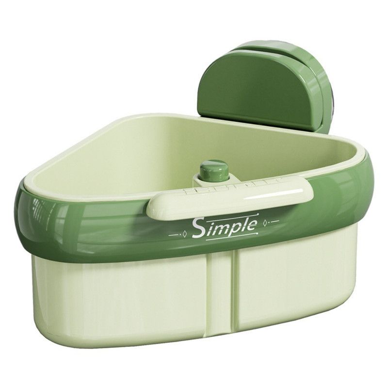 Suction Triangle Sink Drain Basket, Press-On Lid Kitchen Food Residue Filter, Detachable Sink Storage Rack—Green - Image 1