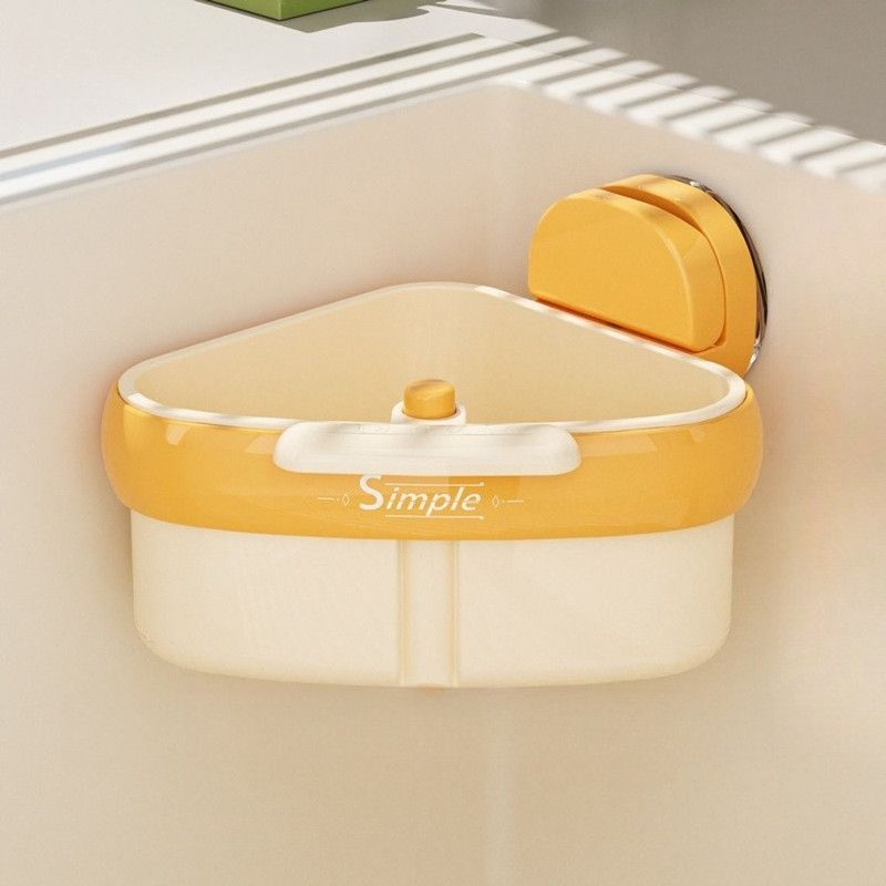 Suction Triangle Sink Drain Basket, Press-On Lid Kitchen Food Residue Filter, Detachable Sink Storage Rack—Orange - Image 1