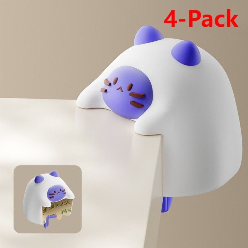4-Pack Cartoon Animal Corner Guards, Safety Table Edge Protectors, Self-Adhesive PVC Anti-Collision Corner Pads—White - Image 1