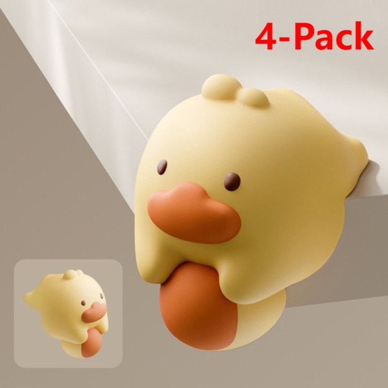 4-Pack Cartoon Animal Corner Guards, Safety Table Edge Protectors, Self-Adhesive PVC Anti-Collision Corner Pads—Yellow - Image 1