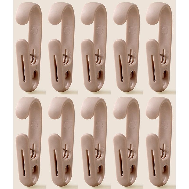 10-Pack Multi-Functional Hook Clips, Stackable Long-Tail Clips for Closets, for Kitchen and Bathroom—Brown - Image 1