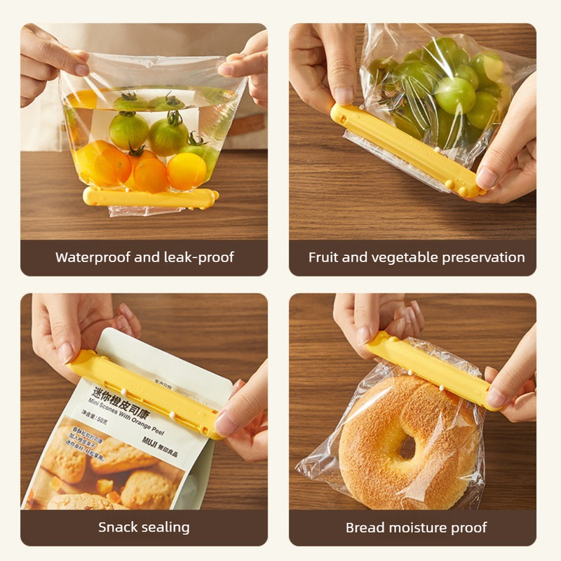 Cat Magnetic Storage Box Food Sealing Clips, Date Mark Snack Bag Sealer Clips—Brown - Image 3