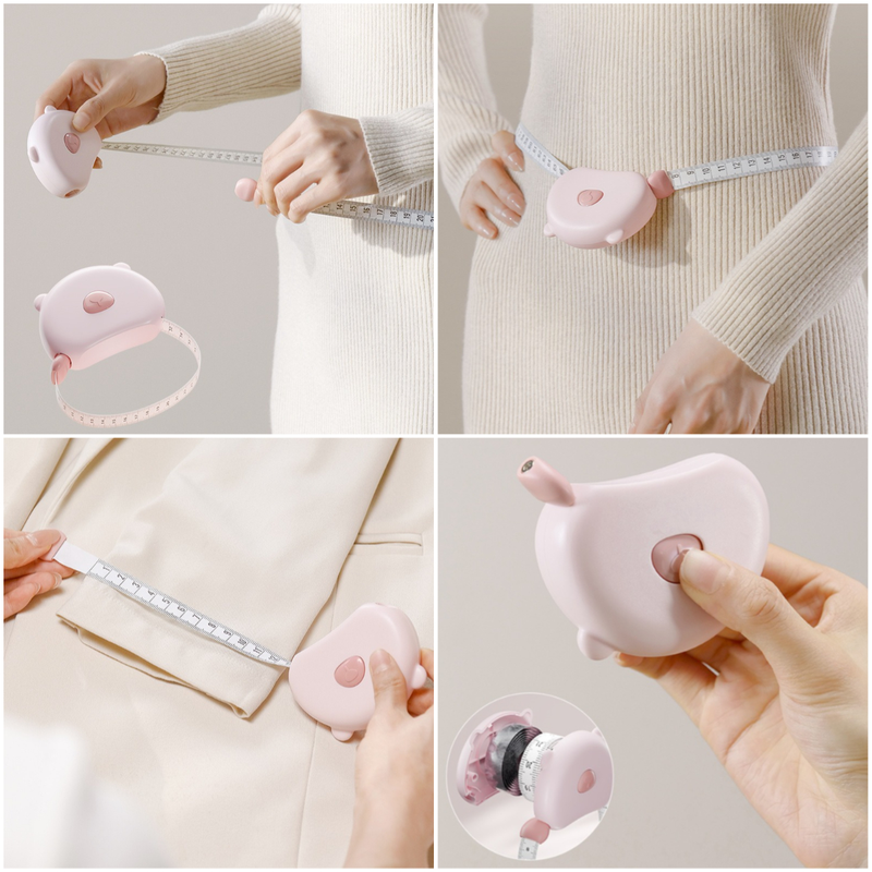 Bear Magnetic Retractable Tape Measure, Portable Body Measuring Ruler for Bust, Waist, and Hips—Pink - Image 6