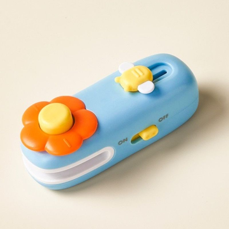 Flower Mini Magnetic Sealer, Handheld Rechargeable 2-in-1 Bag Sealing & Cutter Machine for Snack Packaging—Blue - Image 1