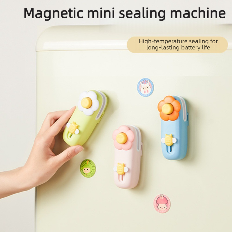 Flower Mini Magnetic Sealer, Handheld Rechargeable 2-in-1 Bag Sealing & Cutter Machine for Snack Packaging—Blue - Image 2