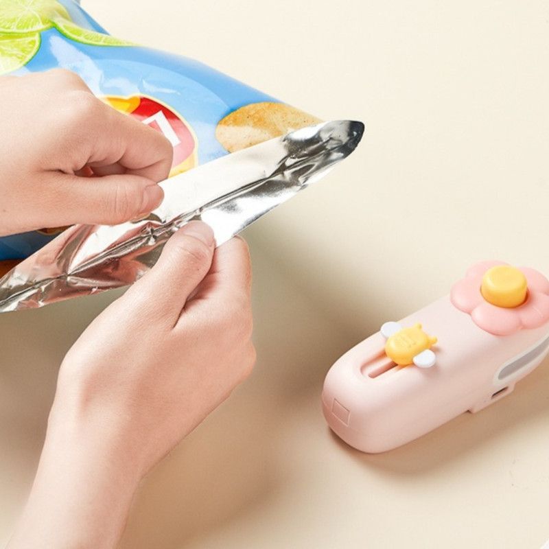 Flower Mini Magnetic Sealer, Handheld Rechargeable 2-in-1 Bag Sealing & Cutter Machine for Snack Packaging—Blue - Image 4