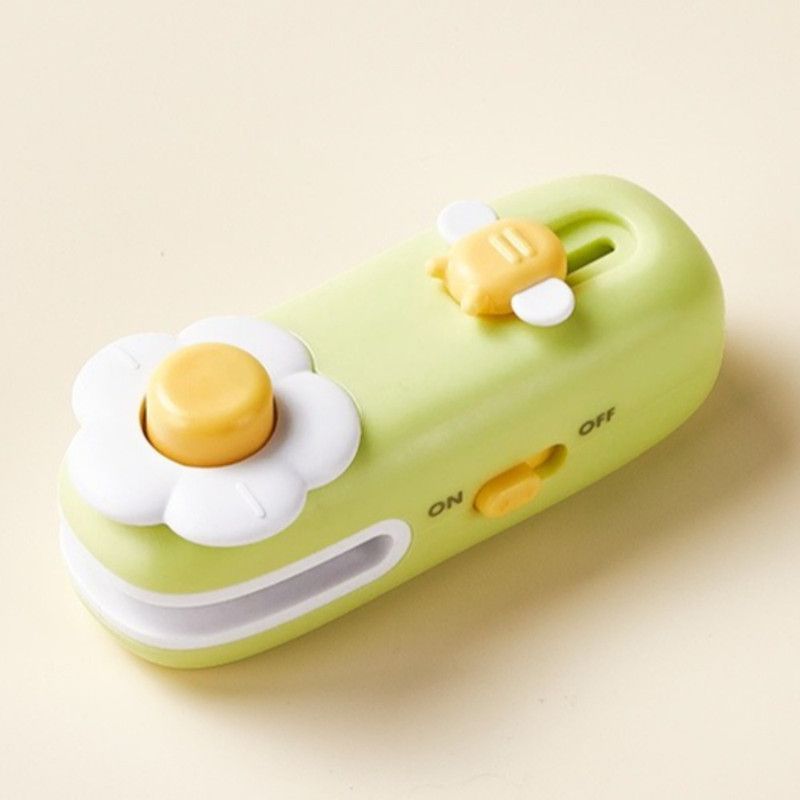 Flower Mini Magnetic Sealer, Handheld Rechargeable 2-in-1 Bag Sealing & Cutter Machine for Snack Packaging—Green - Image 1