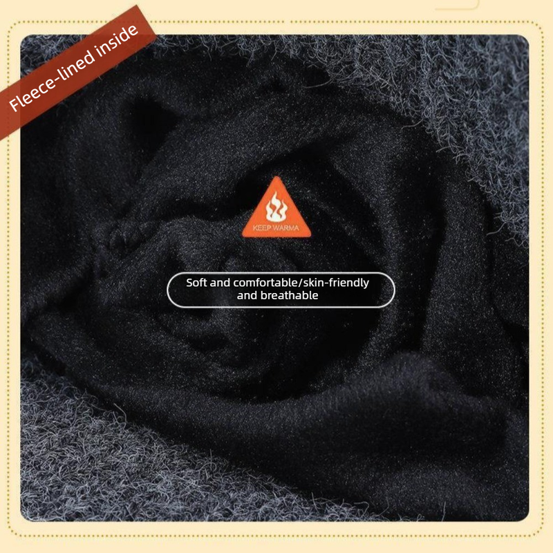2-Pack—Men's Fleece-Lined Ear Protection Knit Beanie, Warm Thick Winter Hat for Dad or Grandpa—Black - Image 4