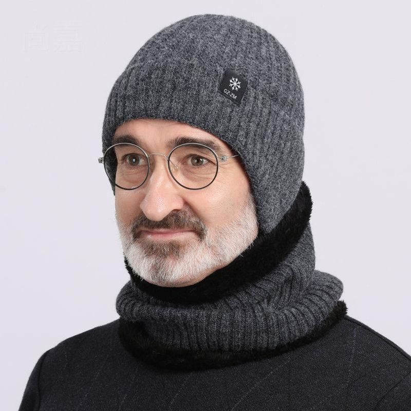 Men's Fleece-Lined Ear Protection Knit Beanie, Warm Thick Winter Hat for Dad or Grandpa - Navy Blue - Image 7