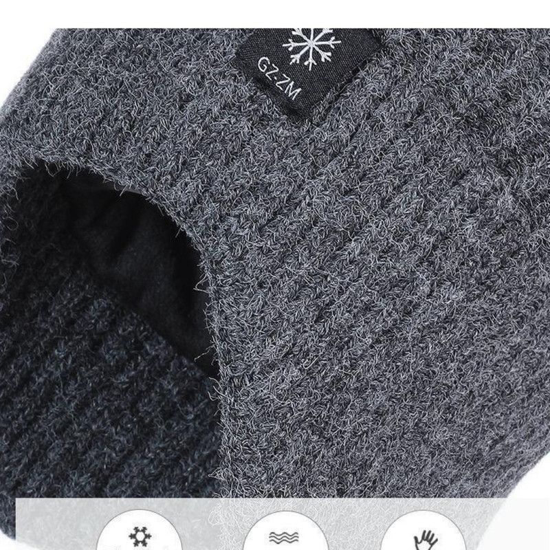 2-Pack - Men's Fleece-Lined Ear Protection Knit Beanie, Warm Thick Winter Hat for Dad or Grandpa - Gray - Image 3