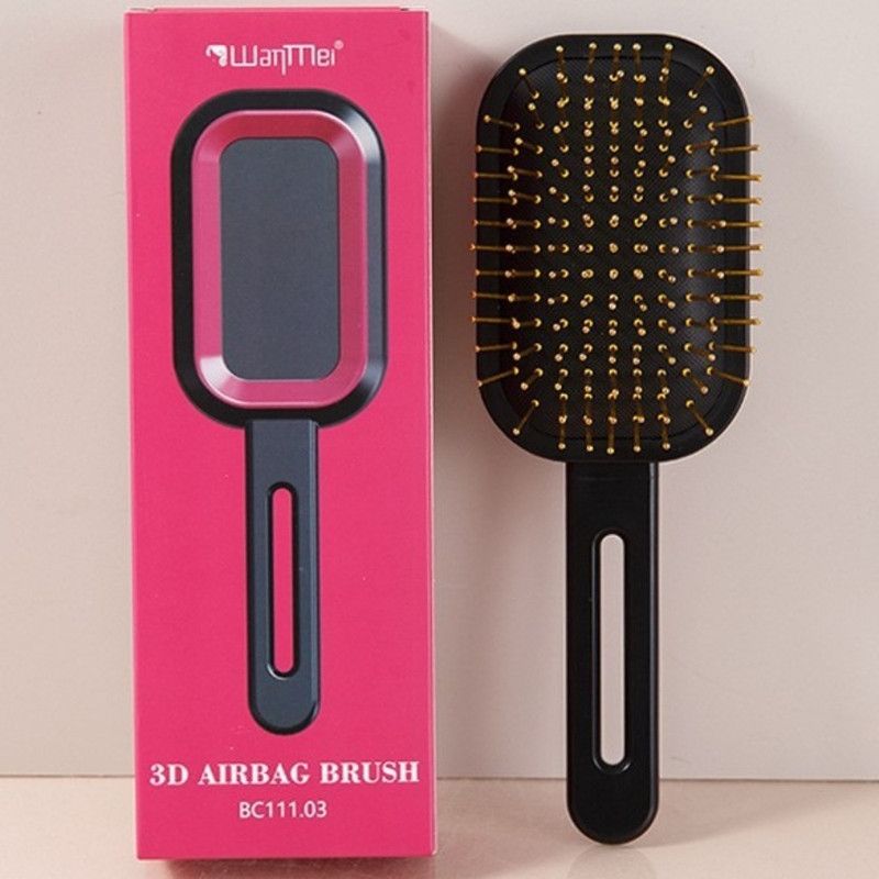 3D Air Cushion Hair Brush, Multi-function Scalp Massage Detangler Comb for Home Hair Styling—Black - Image 1