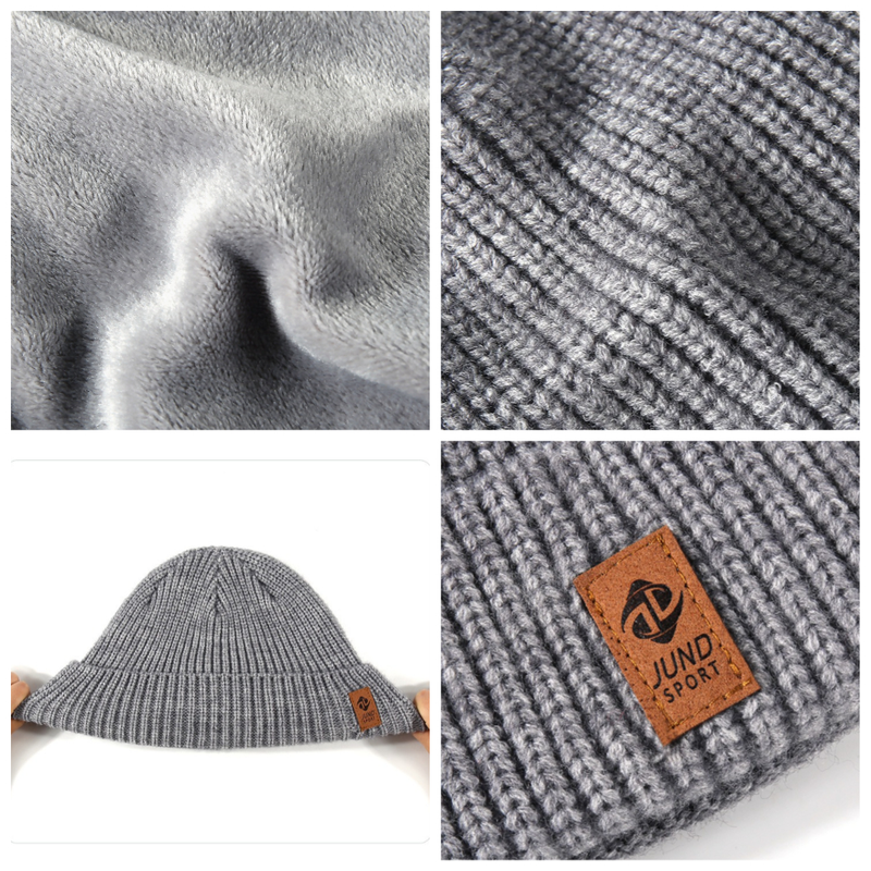 Double Fleece-Lined Vertical Stripe Knit Beanie, Unisex Thick Warm Winter Outdoor Cold-Proof Wool Hat - Red - Image 3