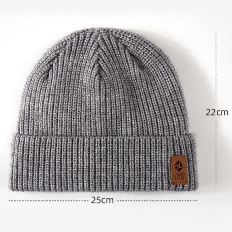 Double Fleece-Lined Vertical Stripe Knit Beanie, Unisex Thick Warm Winter Outdoor Cold-Proof Wool Hat - Red - Image 4