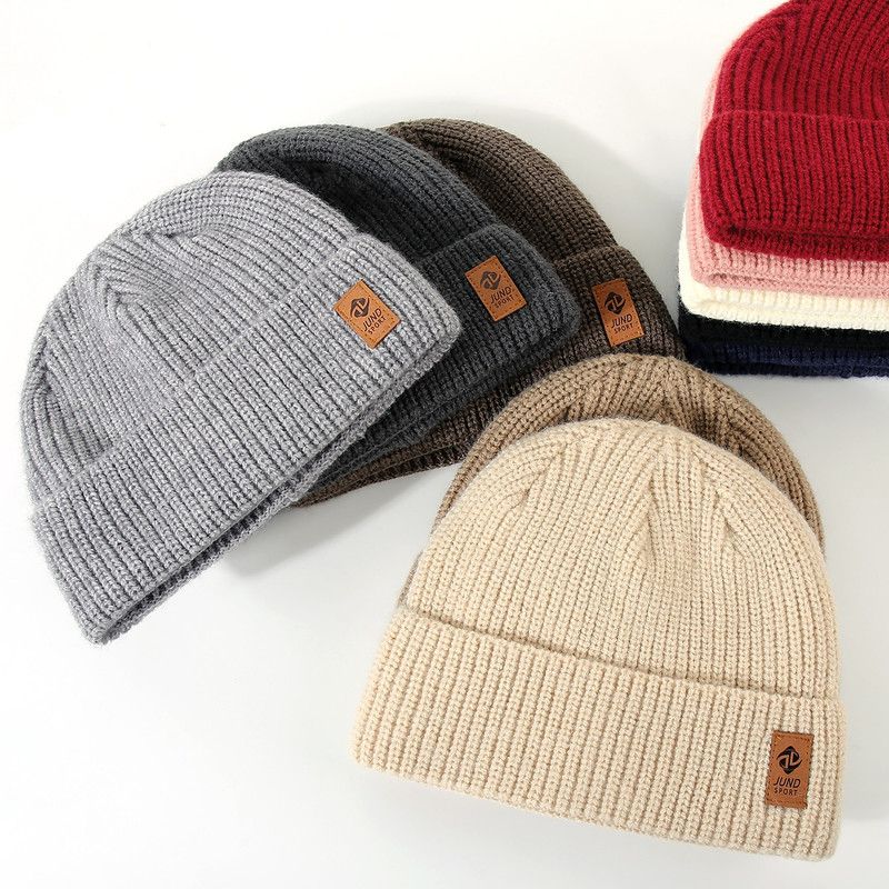 Double Fleece-Lined Vertical Stripe Knit Beanie, Unisex Thick Warm Winter Outdoor Cold-Proof Wool Hat - Red - Image 5