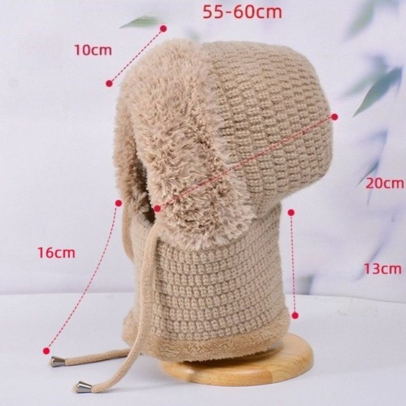 Fleece Ear Protection Integrated Knit Hat, Women's Windproof Balaclava Hat with Face Mask & Neck Warmer—Pink - Image 6