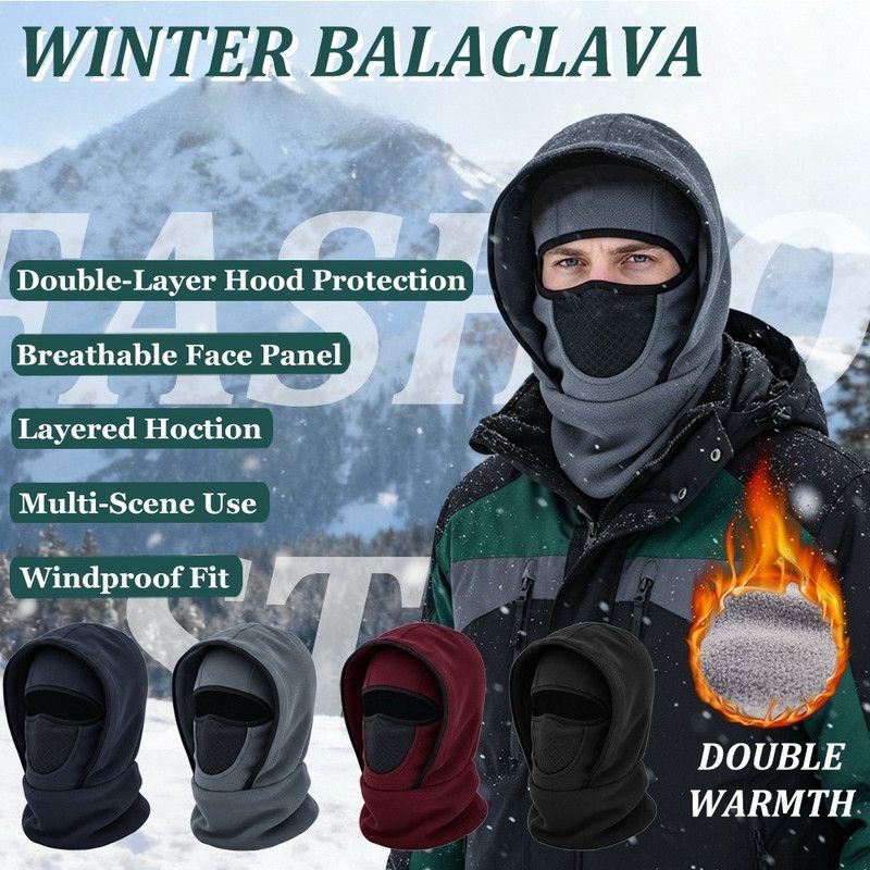 Fleece-Integrated Winter Balaclava, Windproof and Breathable Face & Neck Warmer for Cycling and Outdoor Sports—Navy Blue - Image 2