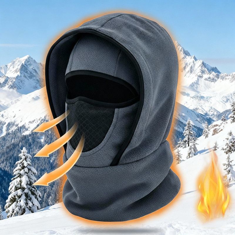Fleece-Lined Winter Balaclava, Windproof and Breathable Face & Neck Warmer for Cycling and Outdoor Sports - Gray - Image 1