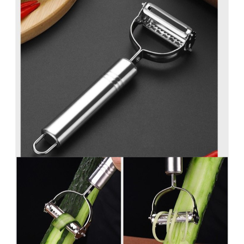 Stainless Steel Multi-function Peeler 3 Pcs Set, Fruit Vegetable Slicer Shaver & Tweezers Kitchen Tool Kit - Image 2