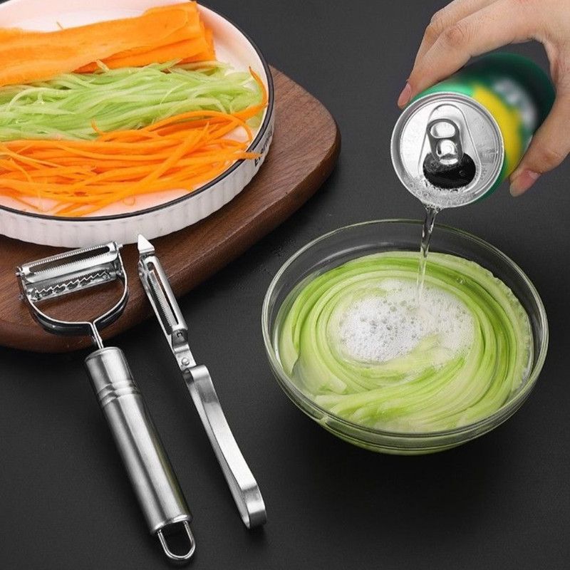 Stainless Steel Multi-function Peeler 3 Pcs Set, Fruit Vegetable Slicer Shaver & Tweezers Kitchen Tool Kit - Image 6