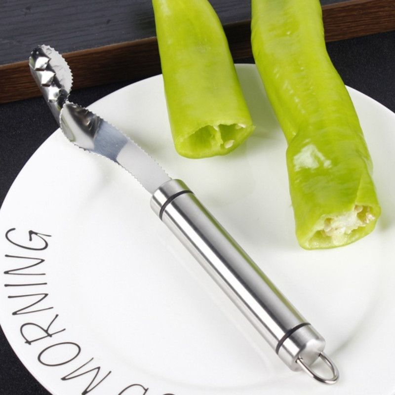 Stainless Steel Pepper Corer, Household Seed Remover Tool for Green Pepper, Bell Pepper & Bitter Melon - Image 6