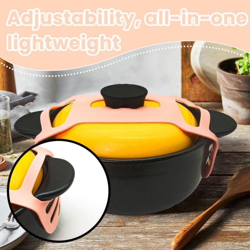 Silicone Pot Lid Fastening Strap, Portable Anti-Spill Lid Holder Strap for Casseroles and Stew Pots—Black - Image 3