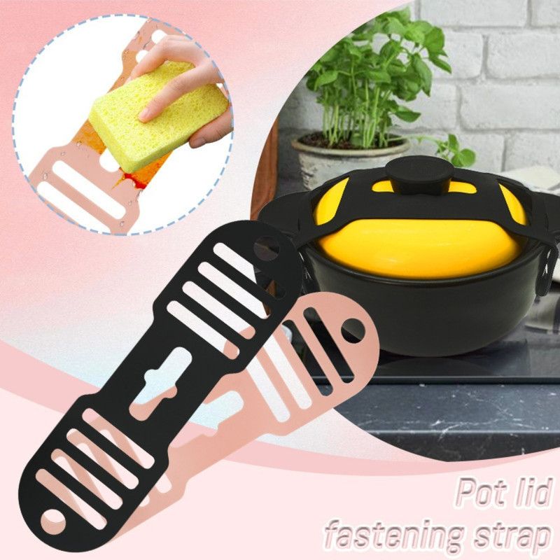 Silicone Pot Lid Fastening Strap, Portable Anti-Spill Lid Holder Strap for Casseroles and Stew Pots—Pink - Image 4