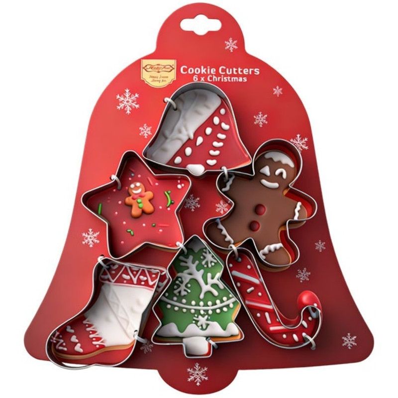 Stainless Steel Christmas Cookie Cutter 6-Piece Set, Holiday DIY Baking Molds for Cookies & Fondant—Bell - Image 1