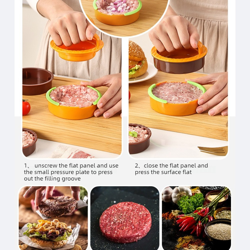 Detachable Hamburger Patty Press Mold, Homemade Beef Burger Maker DIY Kitchen Tool—Black - Image 3
