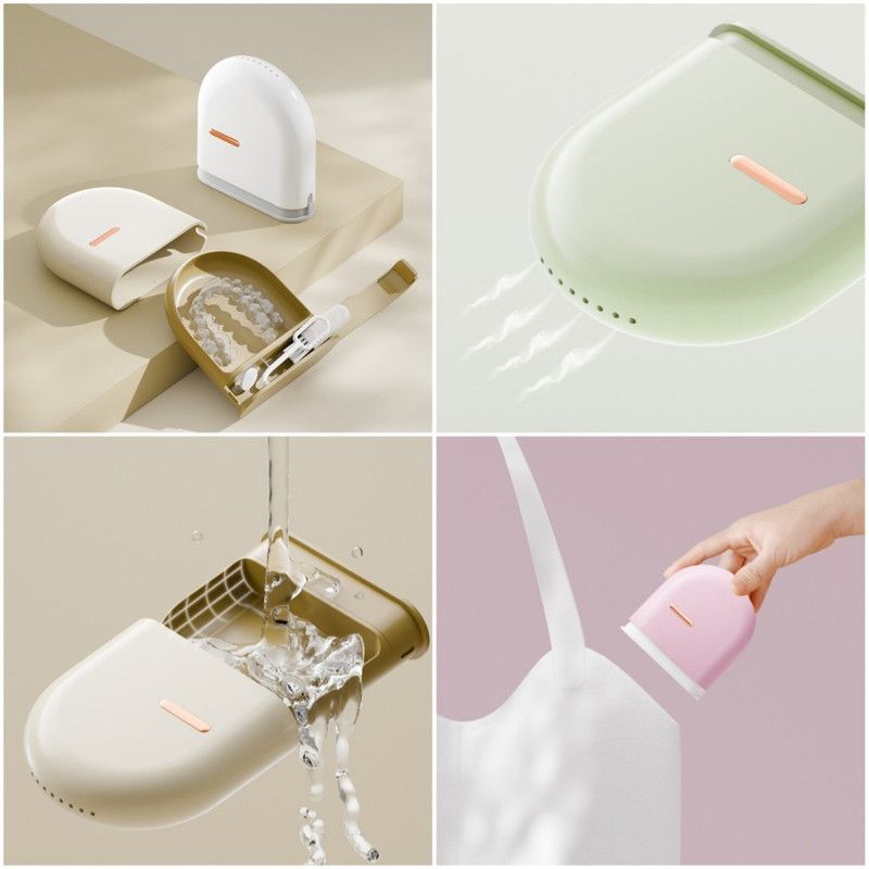 Portable Ventilated Retainer Case, Orthodontic Invisible Braces & Denture Storage Box With Tool Compartment—Beige - Image 4